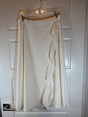 Calvin Klein Ivory Ruffled Midi Skirt size 6